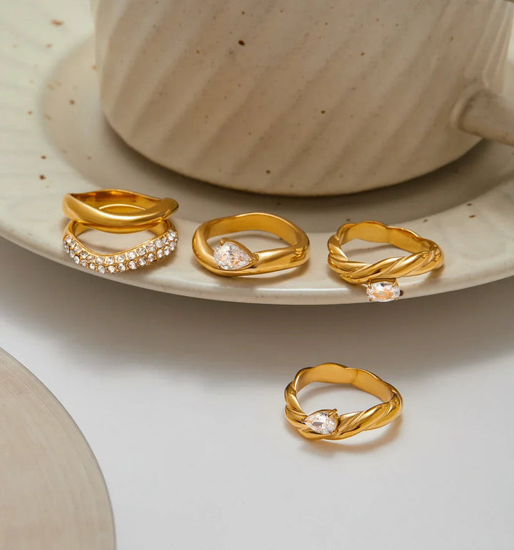 Gold Plated Cubic Zirconia Stackable Ring