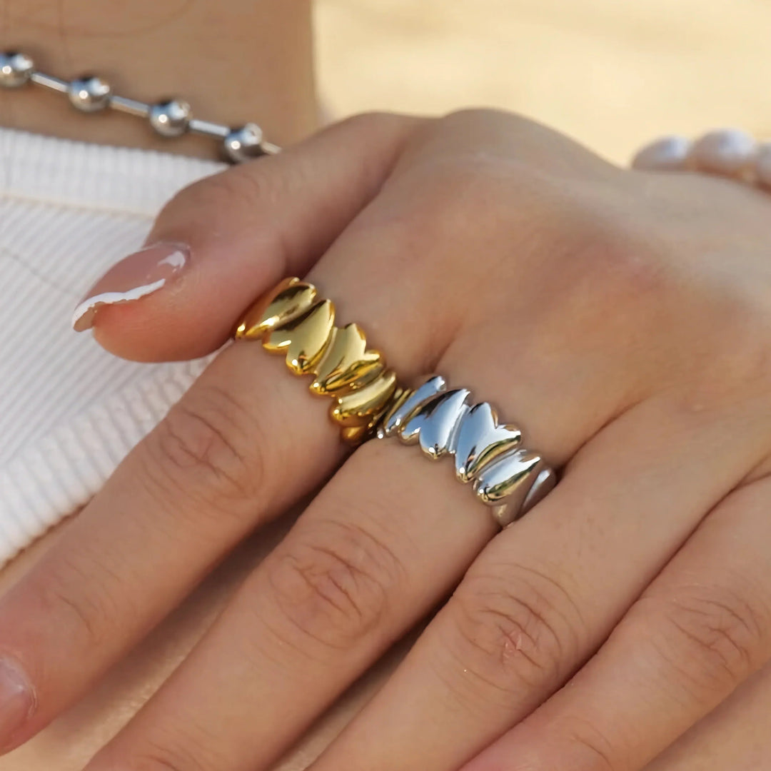 Gold-Plated Textured Statement Ring for Women