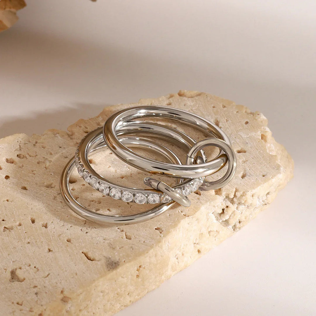 Silver-Plated CZ Stackable Ring Set