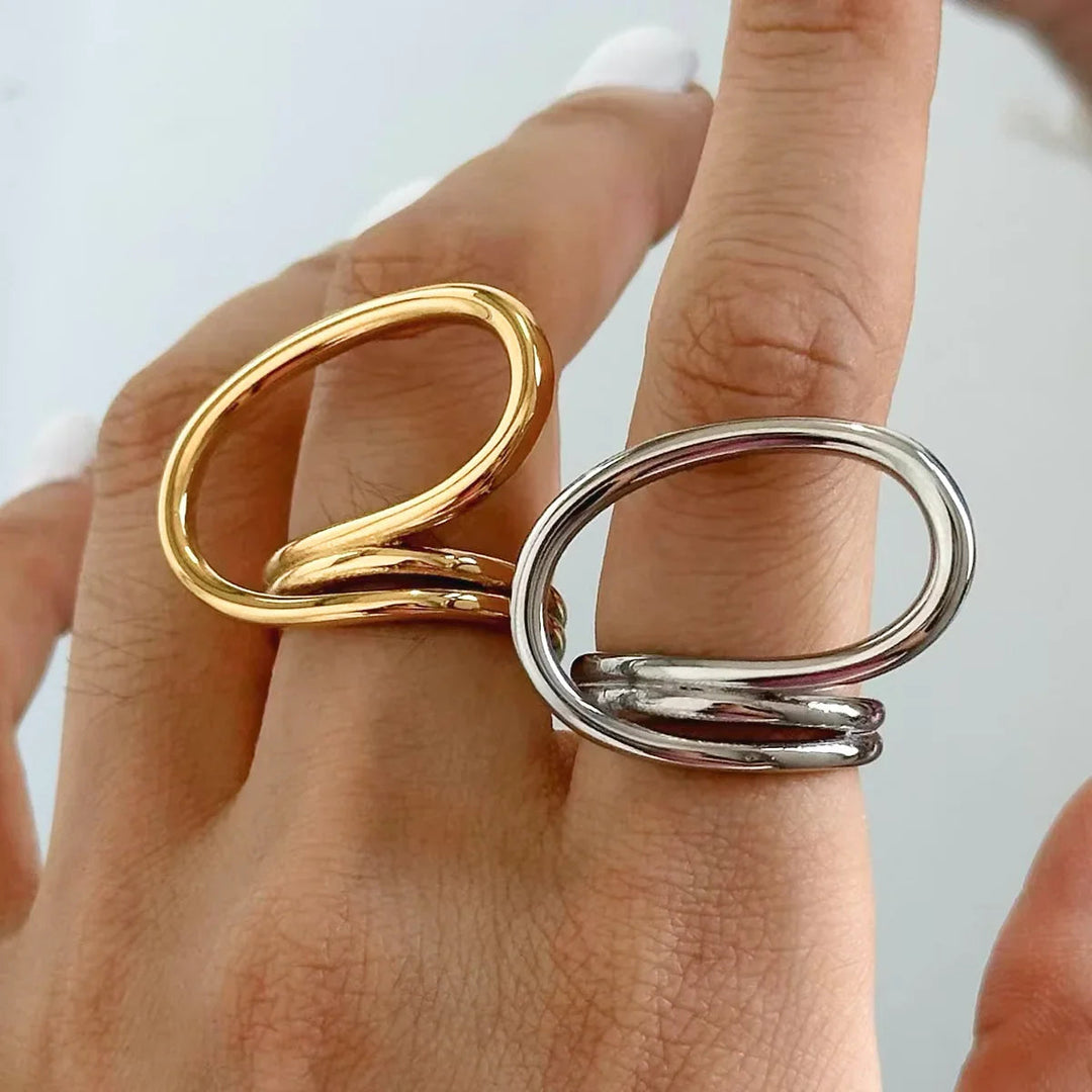 Gold-Plated Contemporary Ring