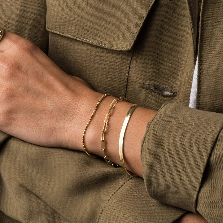 Gold-Plated Herringbone Chain Bracelet for Women