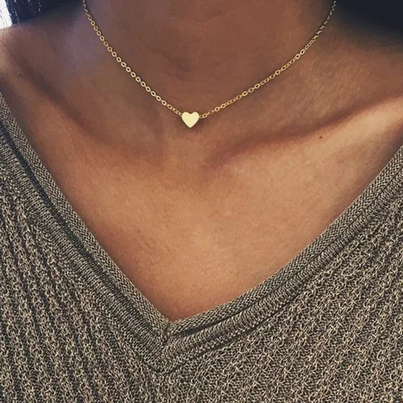 Gold-Plated Heart Pendant Necklace Women