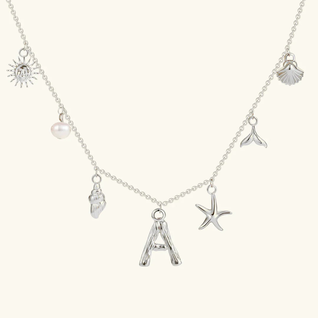 Gold Plated Faux Pearl Initial Charm Necklace for Women