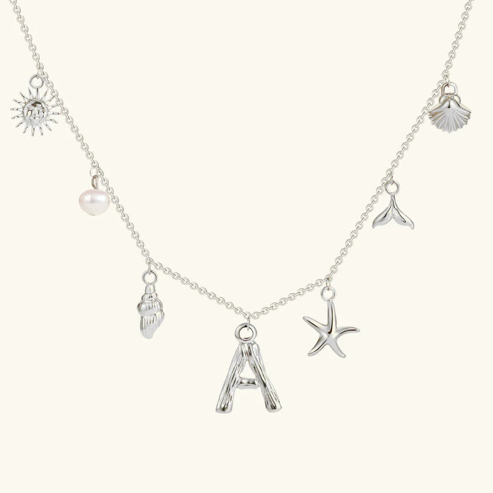 Gold Plated Faux Pearl Initial Charm Necklace for Women