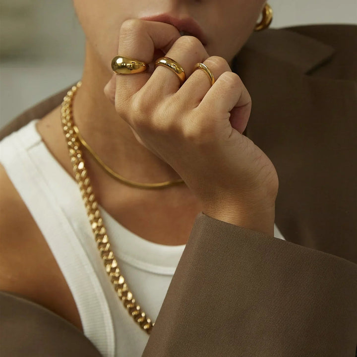 Gold-Plated Minimalist Dome Ring for Women
