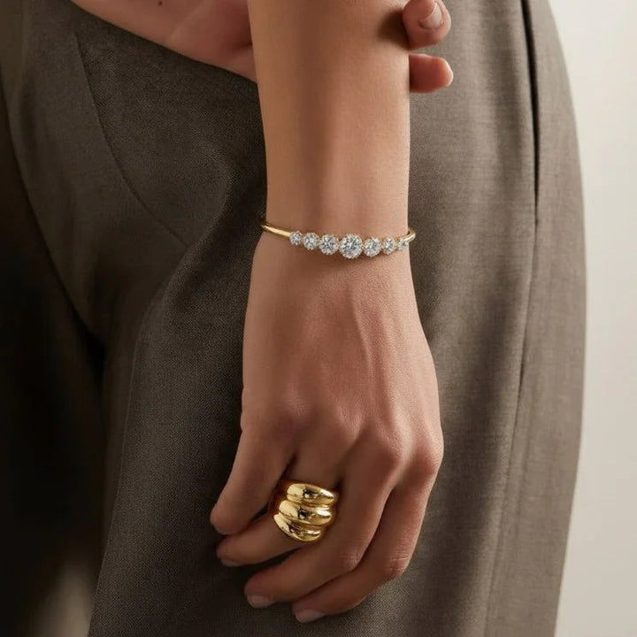 Gold-Plated CZ Bangle for Women