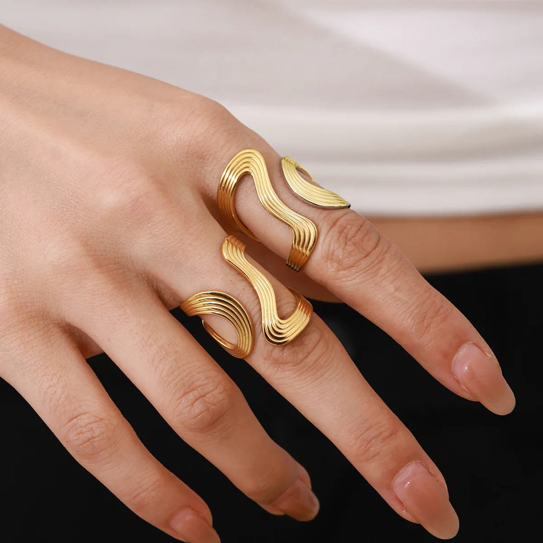 Gold Plated Stainless Steel Statement Ring for Women