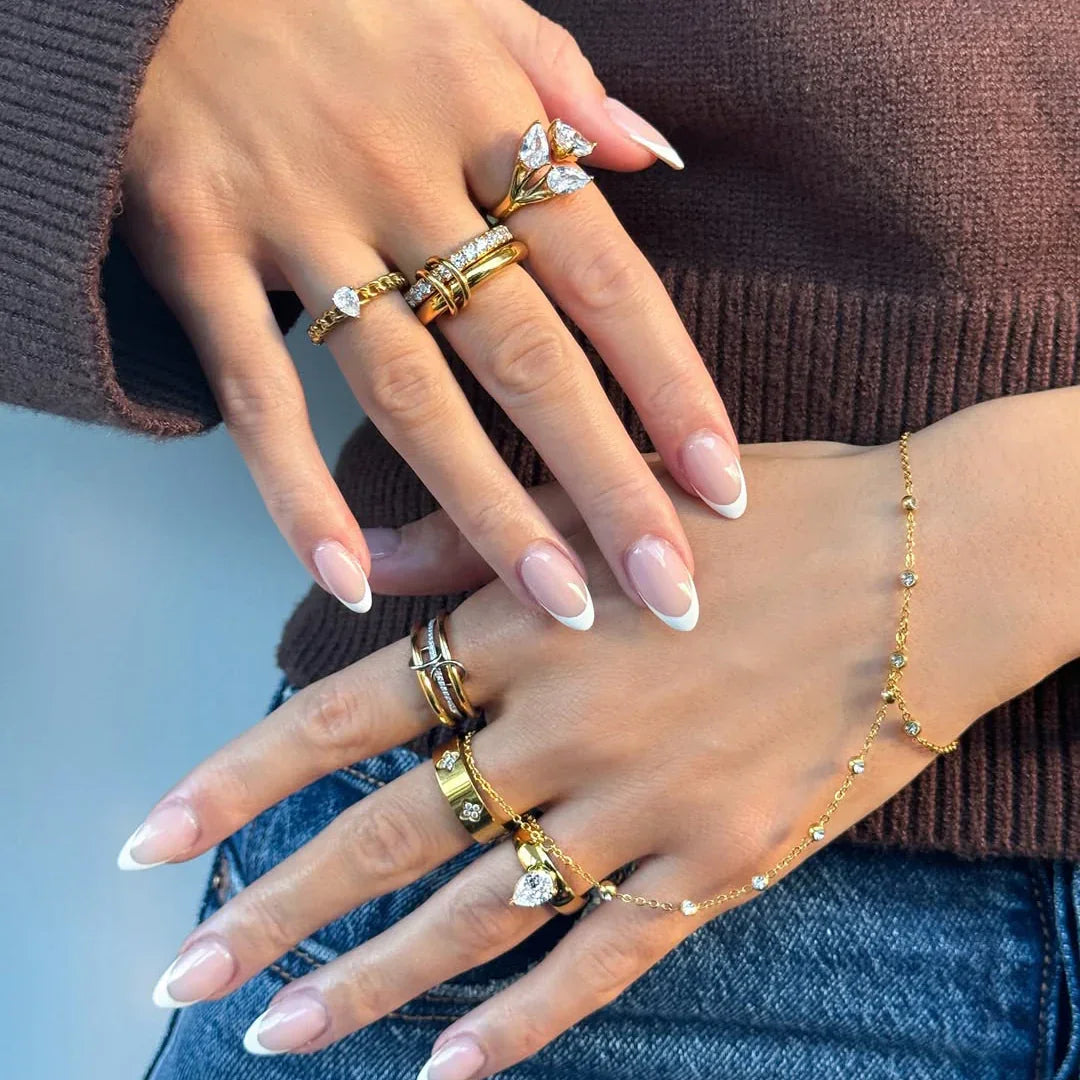 Gold-Plated CZ Stackable Ring for Women