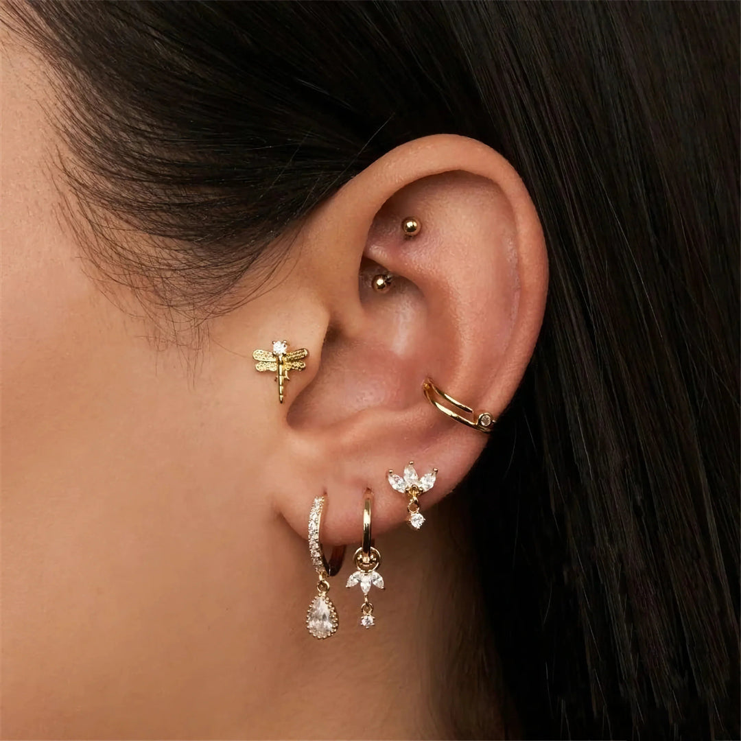 Gold-Plated Removable Charm Hoop Earrings