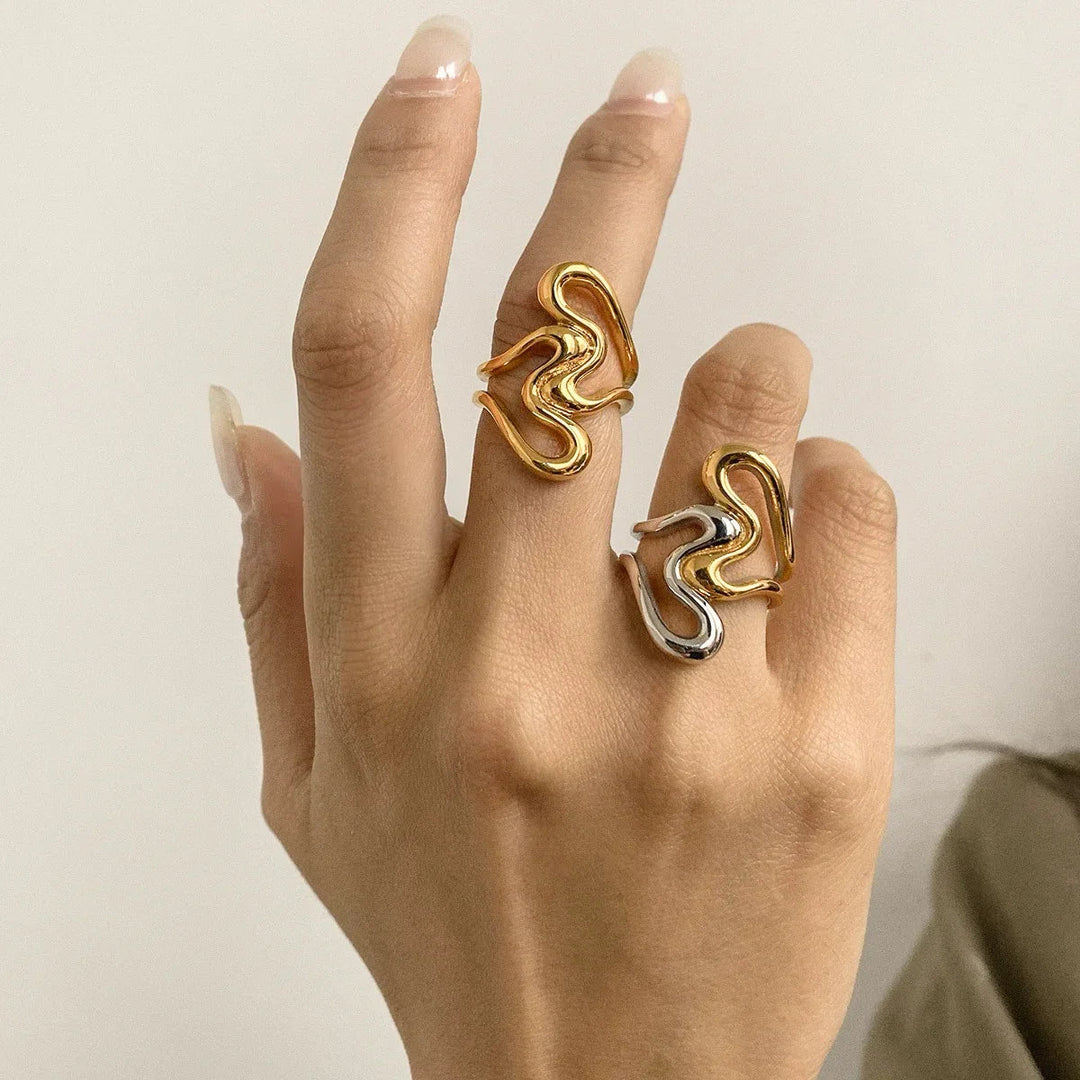 Gold-Plated Abstract Ring for Women