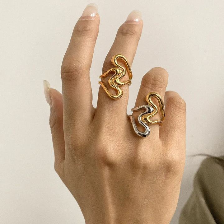 Gold-Plated Abstract Ring for Women