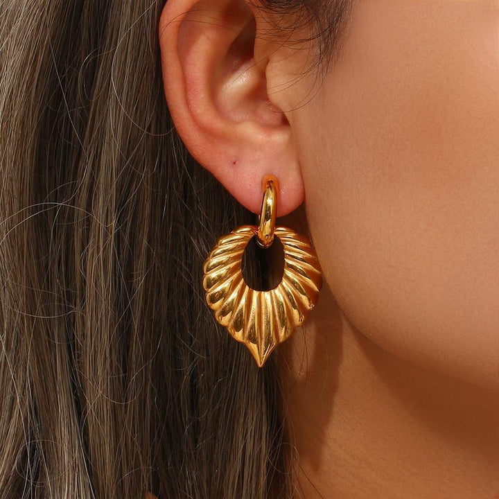 Gold-Plated Leaf Drop Earrings For Women