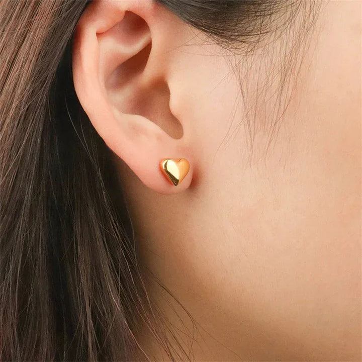 Gold-Plated Heart Stud Earrings for Women