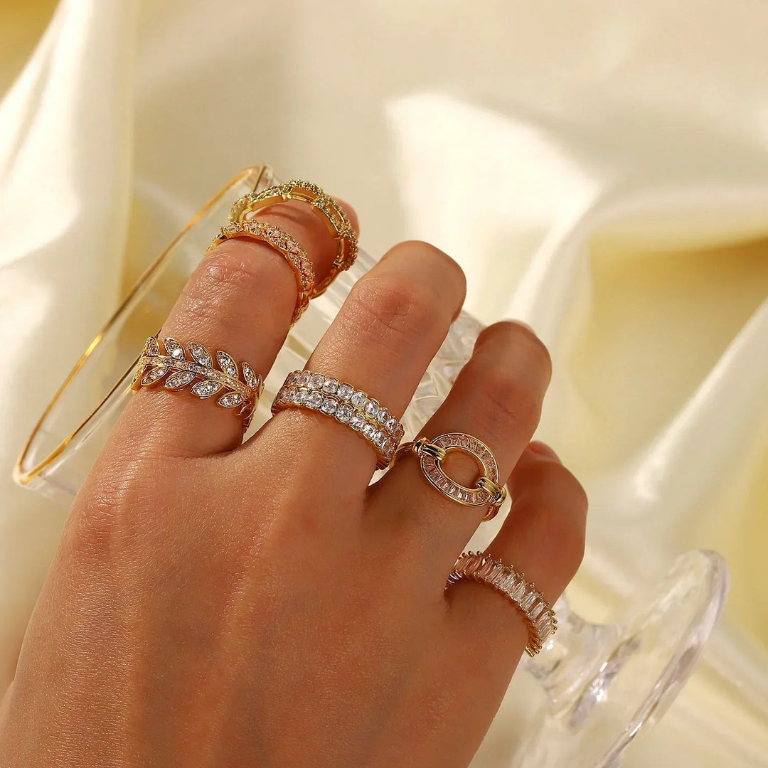 Gold-Plated CZ Statement Ring for Women