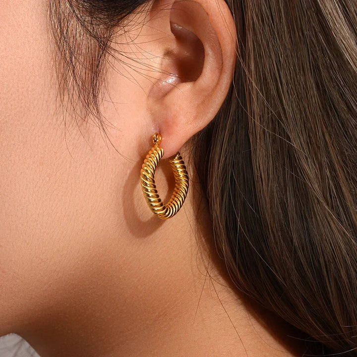 Gold-Plated Twisted Hoop Earrings for Women