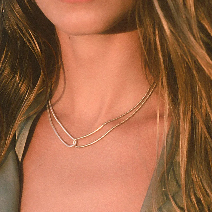 Gold-Plated-Silver-Plated Two-Tone Necklace