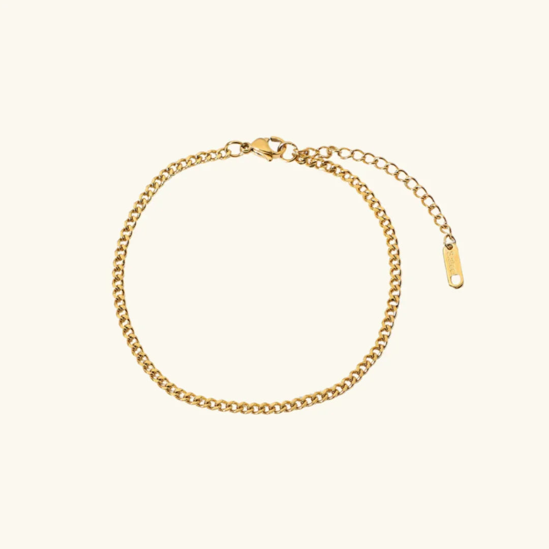 Gold-Plated Anklet with Cubic Zirconia Stones Adjustable Chain