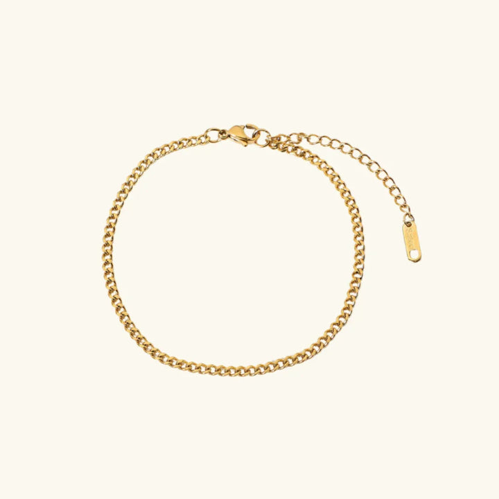 Gold-Plated Anklet with Cubic Zirconia Stones Adjustable Chain