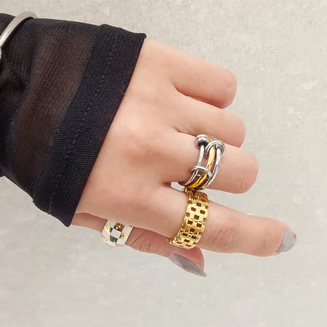 Gold-Plated Two-Tone Stackable Ring Set