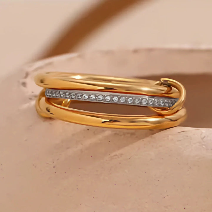 Gold-Plated CZ Stackable Ring for Women