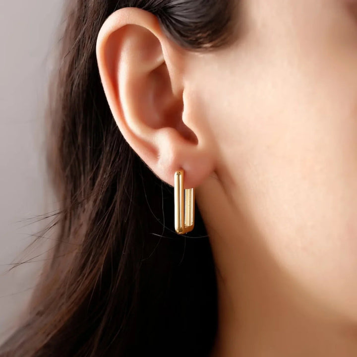 Gold-Plated U Hoop Earrings