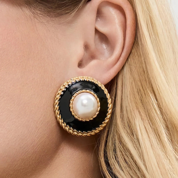 Gold-Plated Faux Pearl Statement Earrings for Women