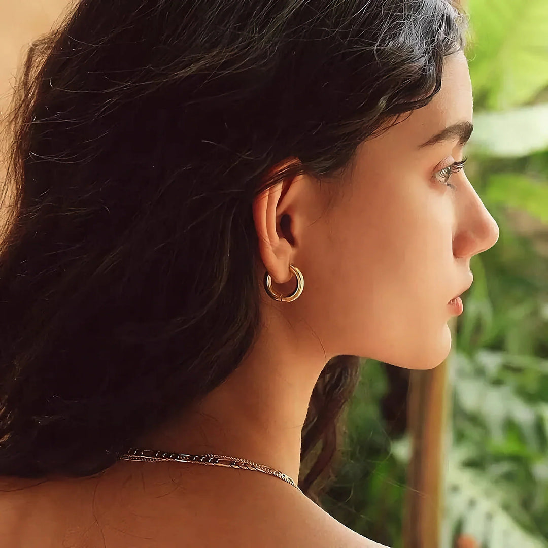 Gold-Plated Stainless Steel Hoop Earrings for Women