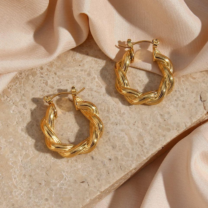 Gold-Plated Twisted Hoop Earrings For Women