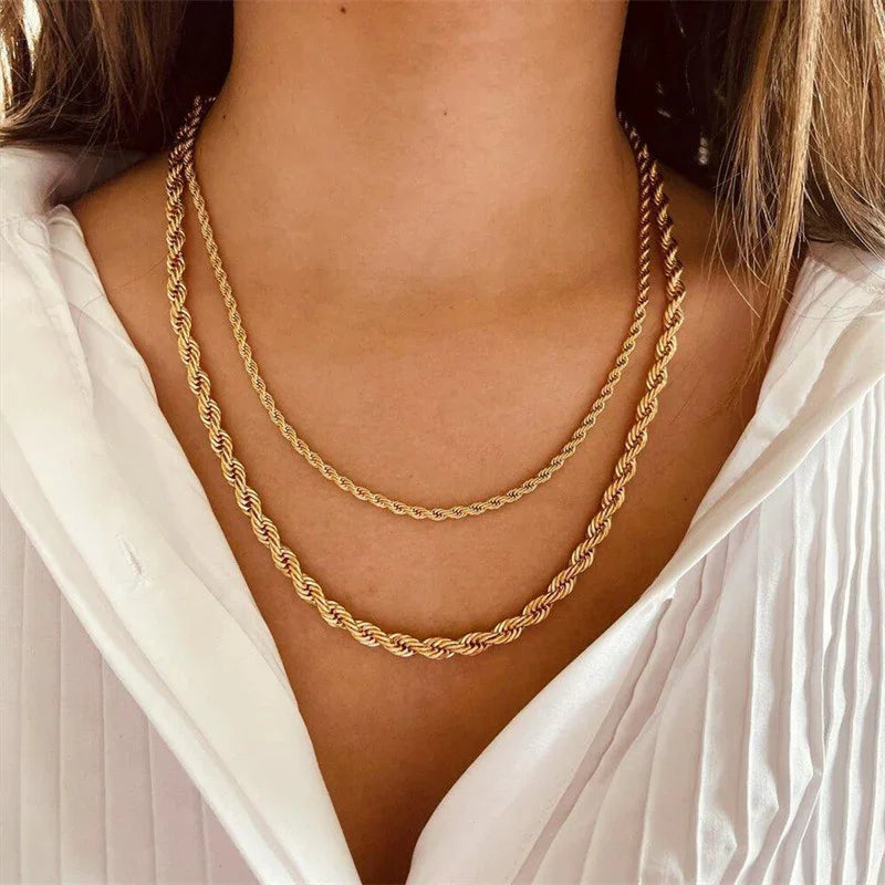 Gold-Plated Rope Chain Necklace for Women