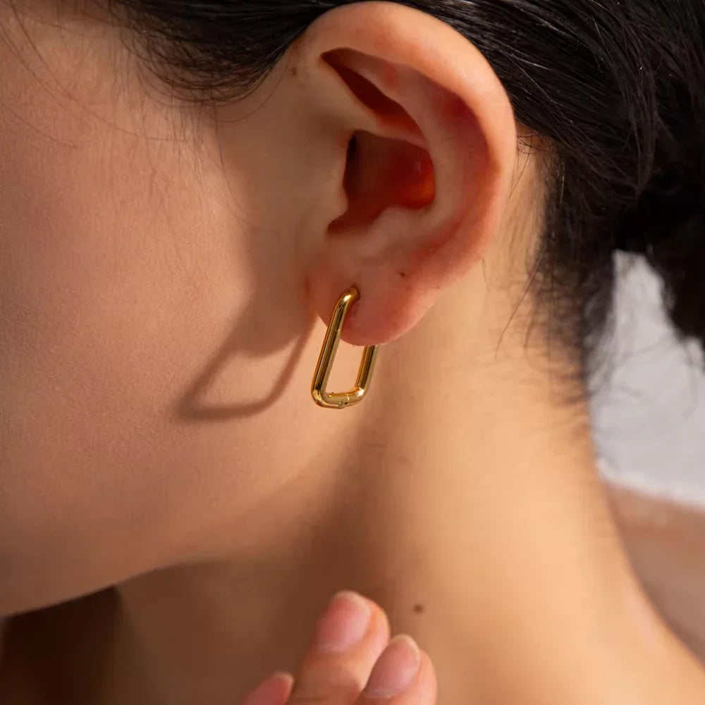 Gold-Plated U Hoop Earrings