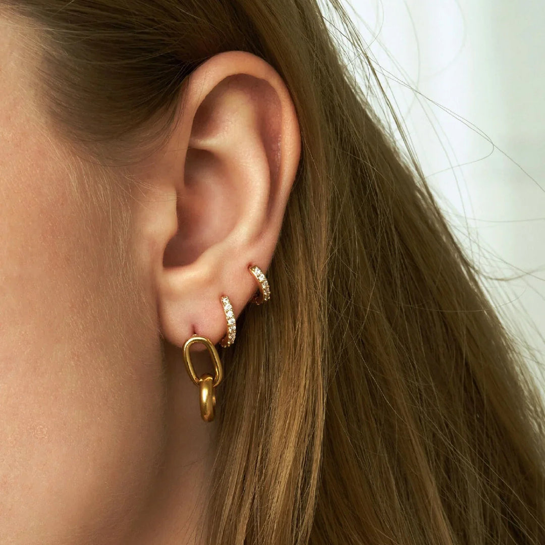 Gold-Plated CZ Micro Huggie Earrings
