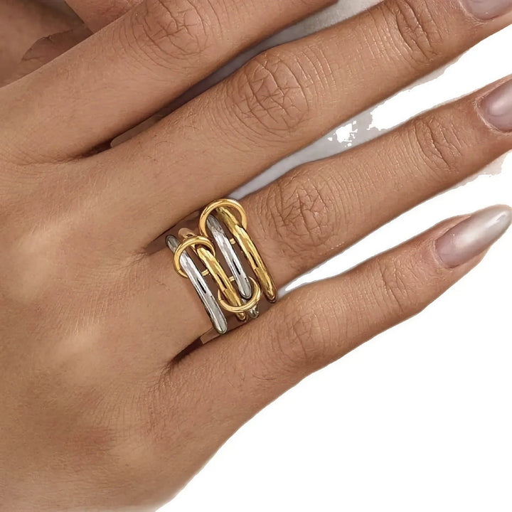 Gold-Plated Two-Tone Stacked Ring