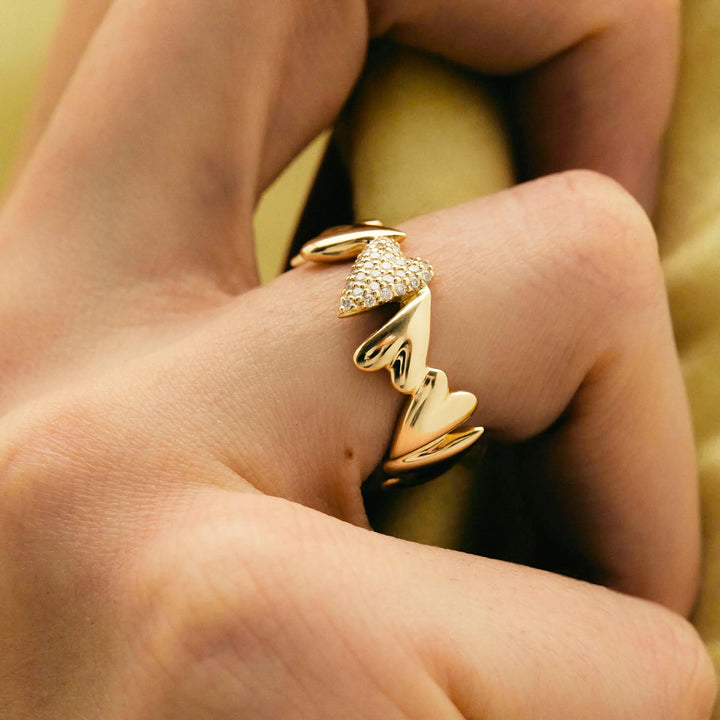 Gold-Plated CZ Heart Statement Ring