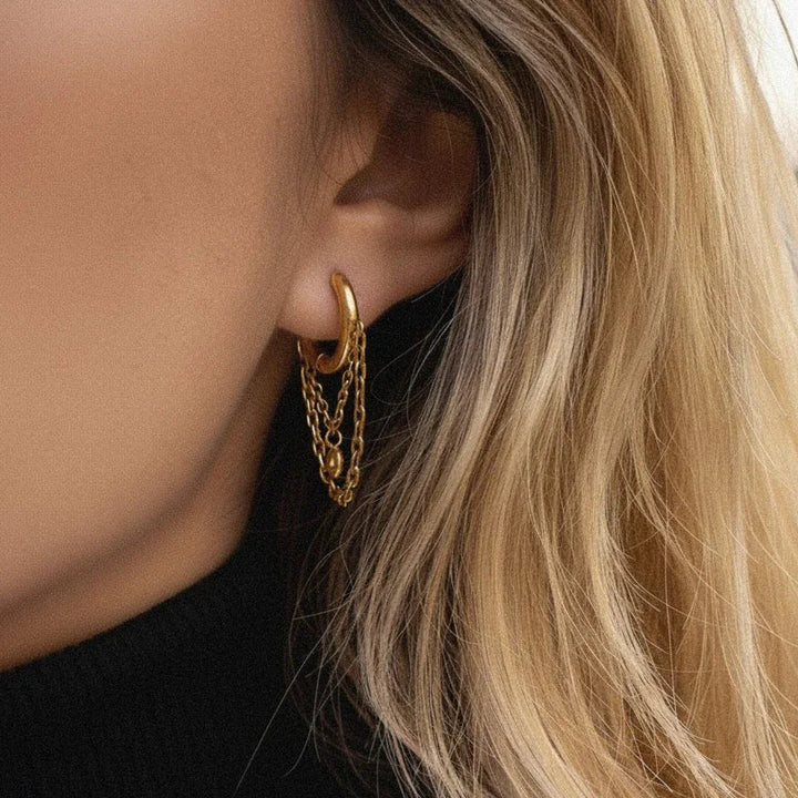 Gold-Plated Cubic Zirconia Drop Hoop Earrings for Women