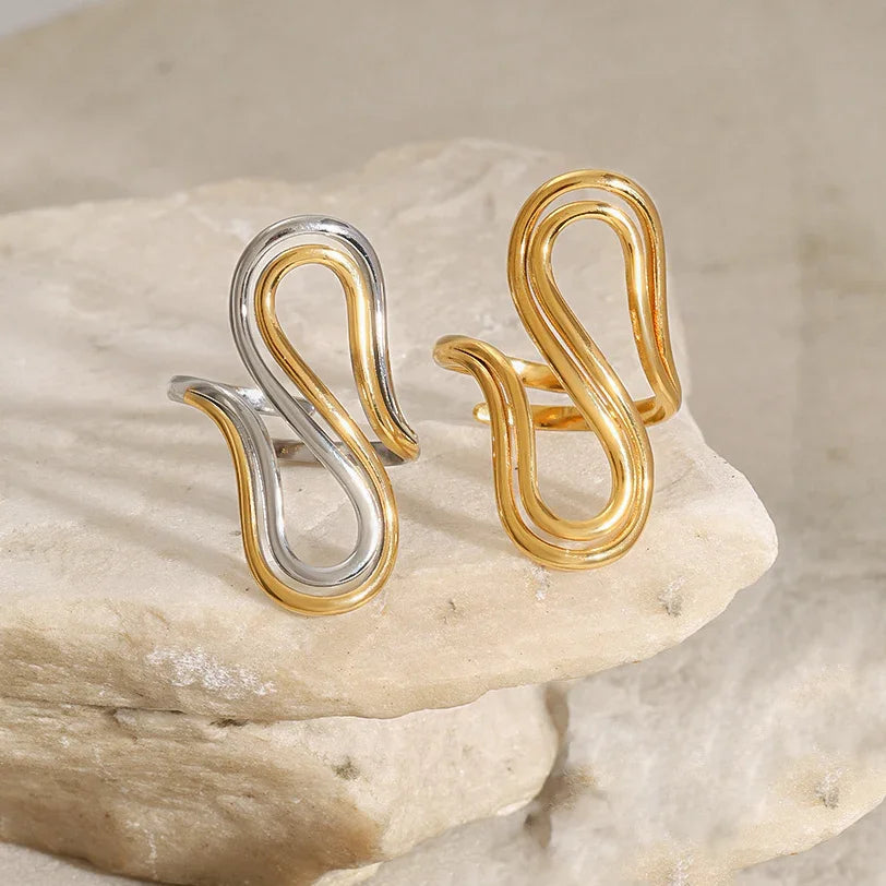 Gold-Plated Abstract Statement Ring for Women