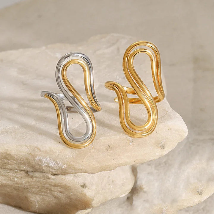 Gold-Plated Abstract Statement Ring for Women