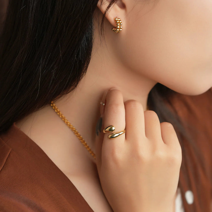 Gold-Plated Statement Adjustable Dome Ring for Women