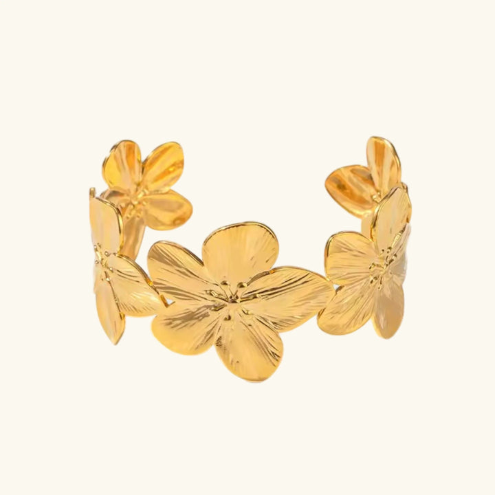Gold Plated Floral Cuff Bracelet for Women