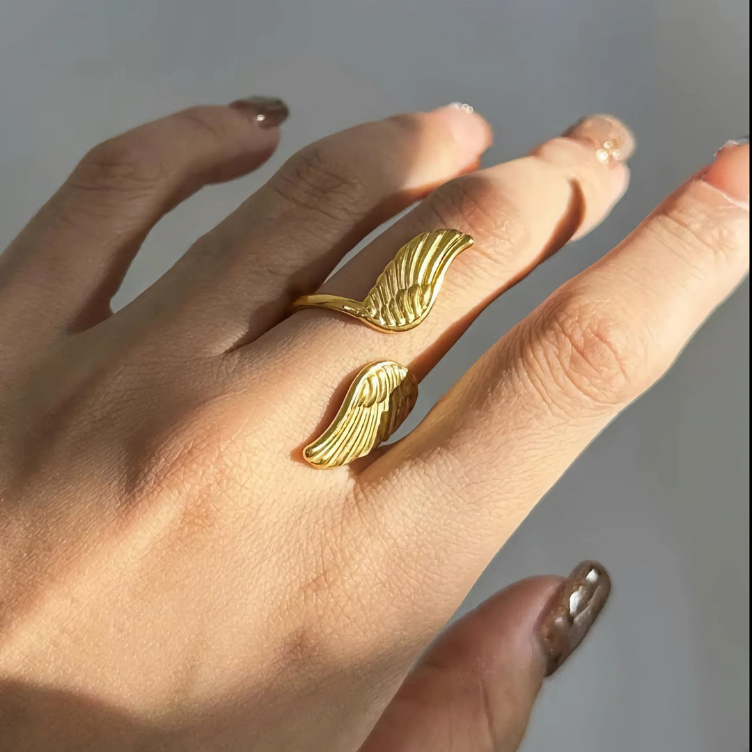 Gold-Plated Wing Statement Ring for Women