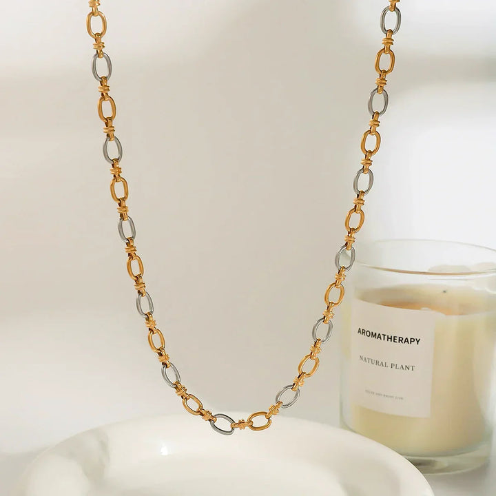 Gold-Plated Silver-Tone Chain Necklace for Women