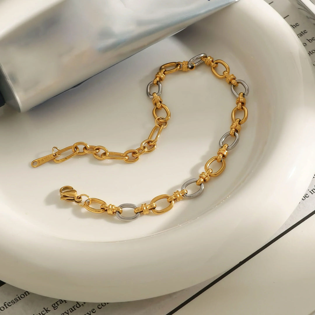Gold-Plated Silver-Tone Chain Bracelet for Women