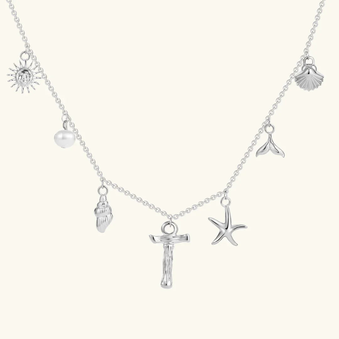 Gold Plated Faux Pearl Initial Charm Necklace for Women