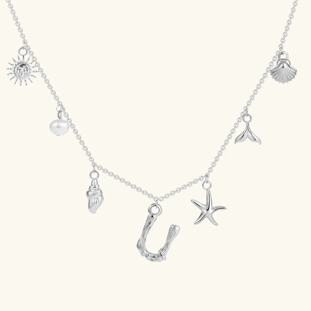 Gold Plated Faux Pearl Initial Charm Necklace for Women