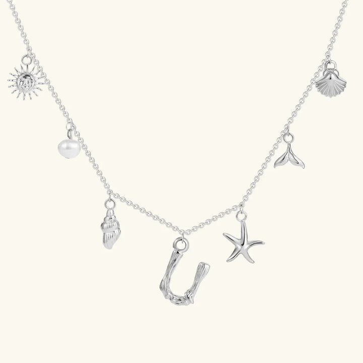 Gold Plated Faux Pearl Initial Charm Necklace for Women