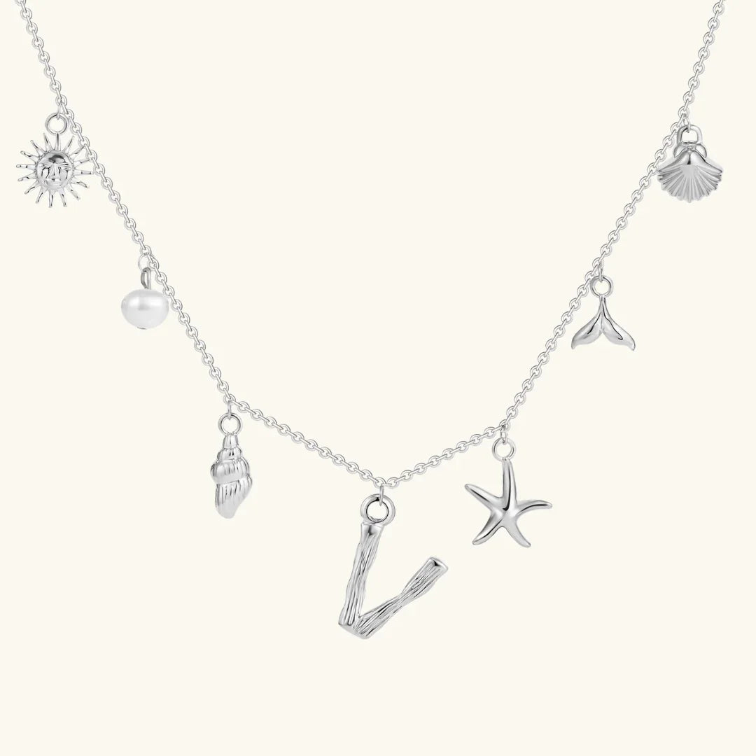 Gold Plated Faux Pearl Initial Charm Necklace for Women