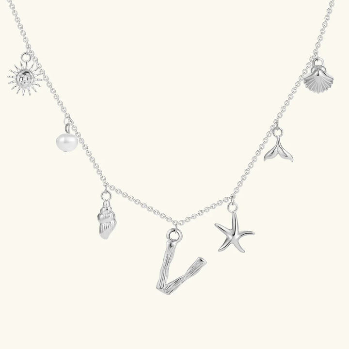 Gold Plated Faux Pearl Initial Charm Necklace for Women