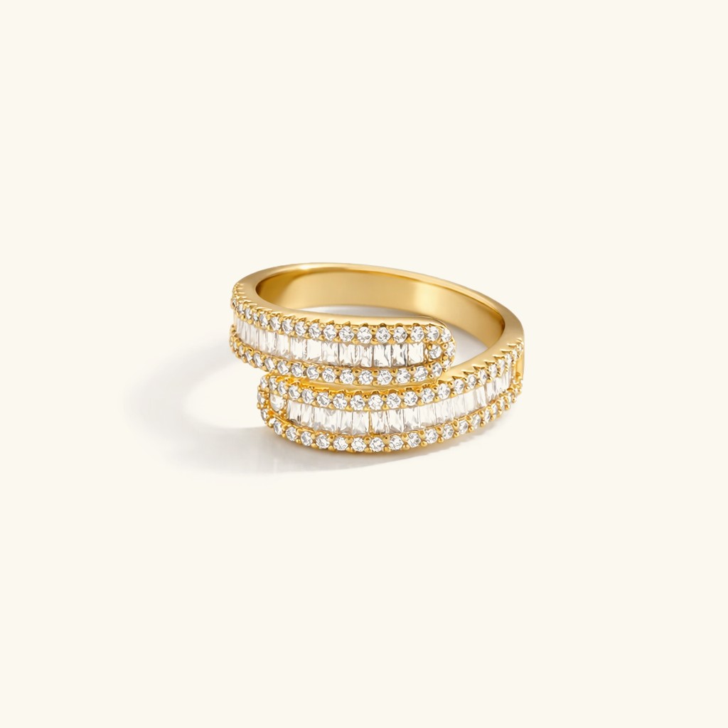 Gold-Plated CZ Layered Ring for Women