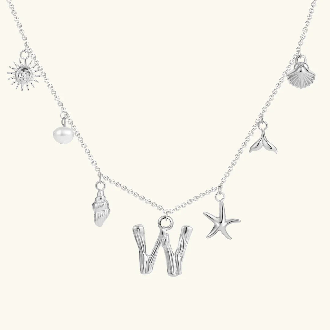 Gold Plated Faux Pearl Initial Charm Necklace for Women