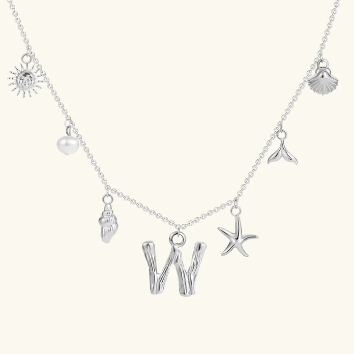 Gold Plated Faux Pearl Initial Charm Necklace for Women