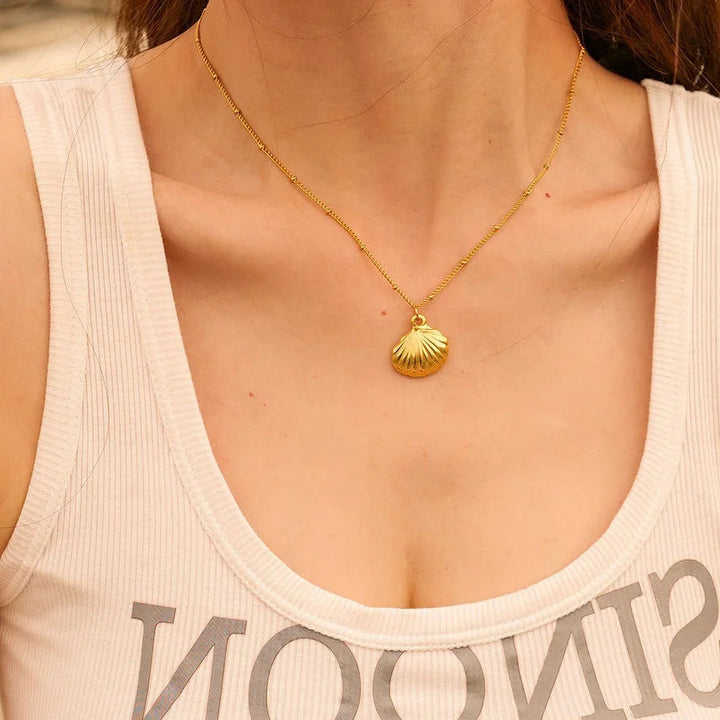Gold-Plated Shell Pendant Necklace for Women